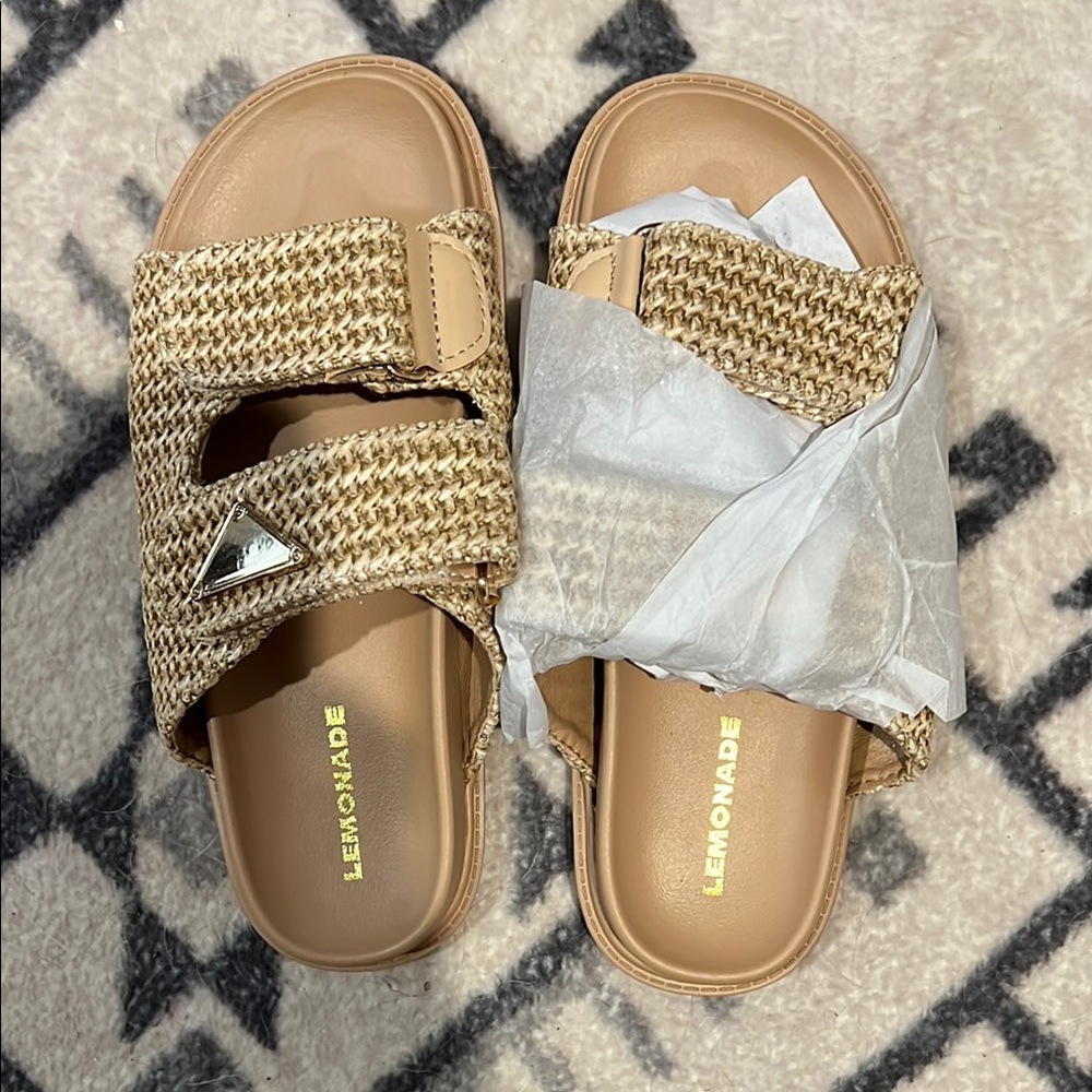 Lemonade Toscany Raffia Slide in Nude